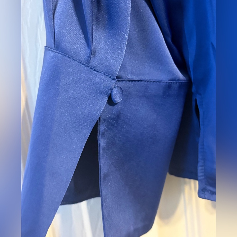 NWT Eloquii tie neckline satin blouse sz 16 cobalt - Picture 6 of 7